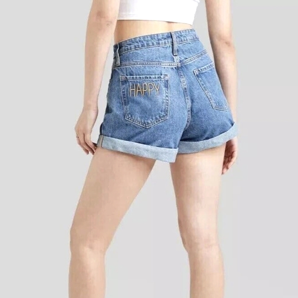 HAPPY Super-High Rise Curvy Denim Shorts Rolled Cuff Jean Wild Fable 2 / 26"